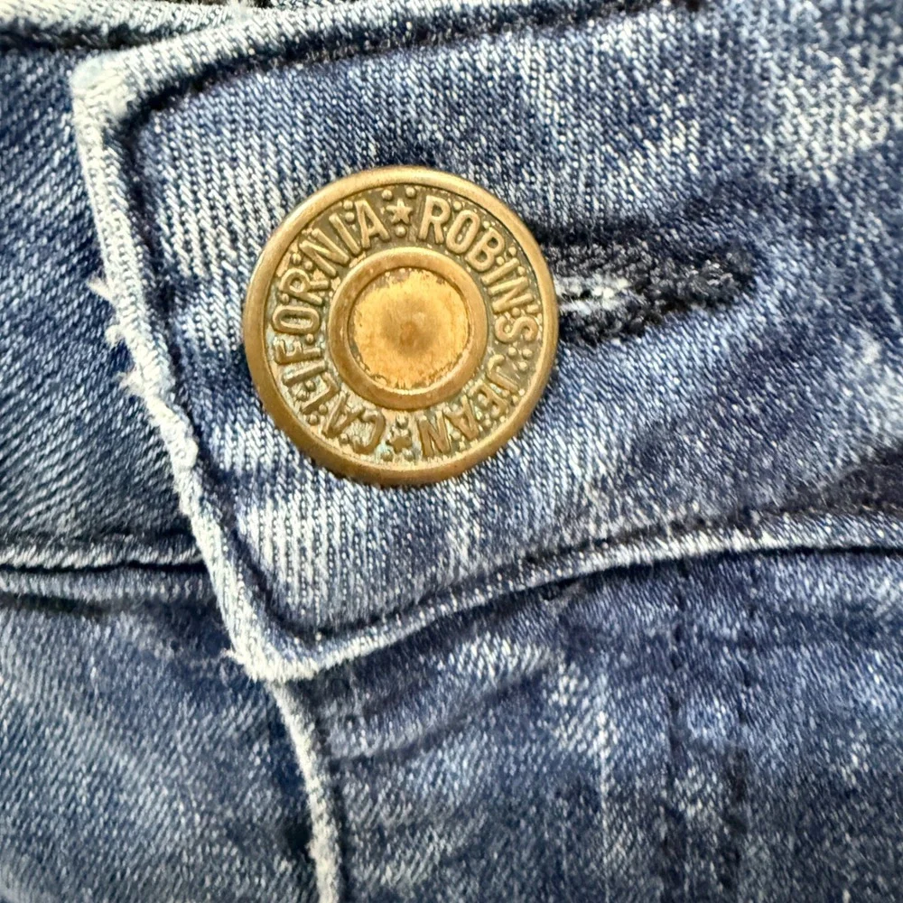 Robin's Jean Mens Blue Denim Biker Moto Jeans Zipper Detail Size 36 USA Made